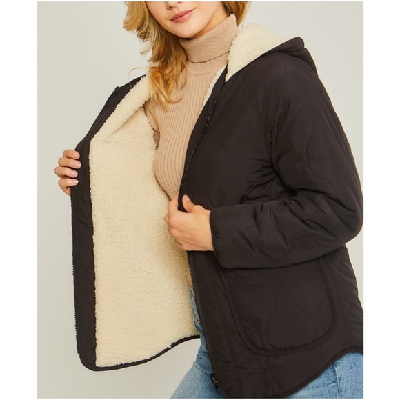 010 Cozy Teddy Reversible Hoodie Jacket Coat - Picture 4 of 5